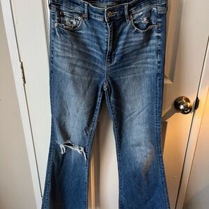 American Eagle super high rise flare 8 short